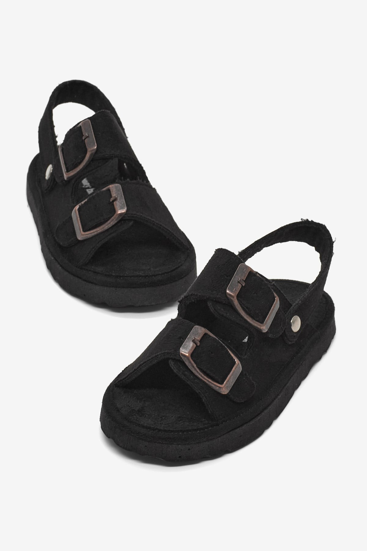 Rahat Kalıp Çift Tokalı Bebe Paitk Sandalet Çocuk Unisex Siyah Sandalet TBÖZDR005