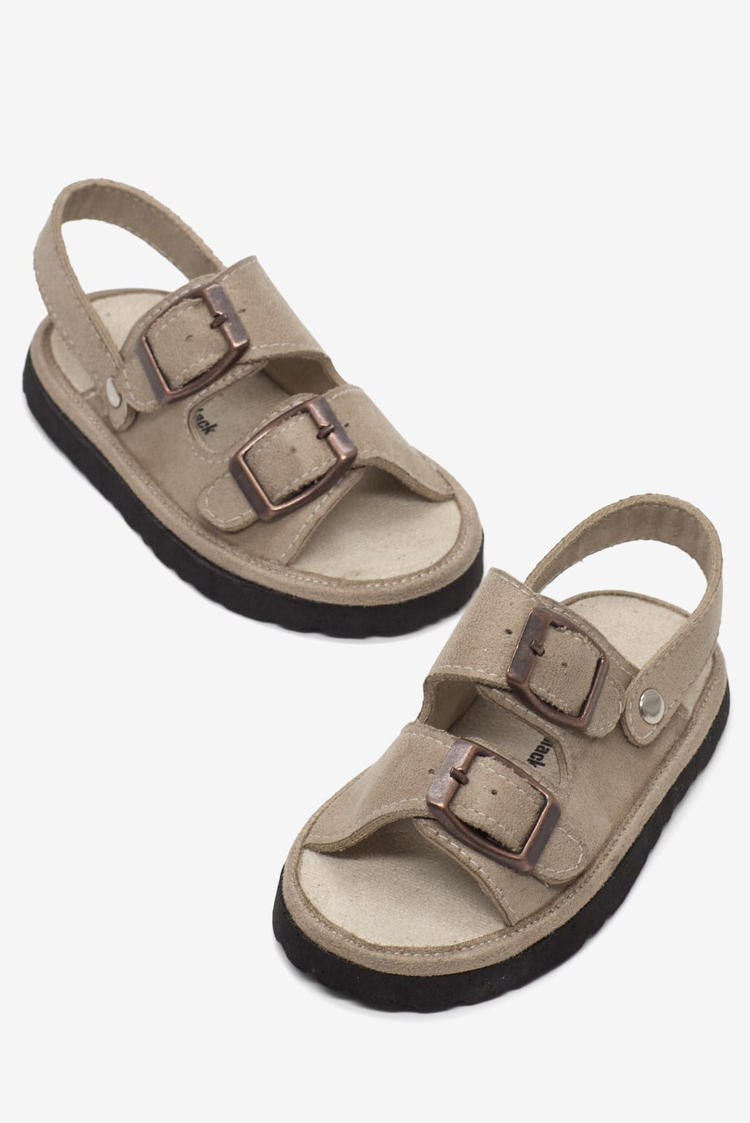 Rahat Kalıp Çift Tokalı Bebe Paitk Sandalet Çocuk Unisex Bej Sandalet TBÖZDR005