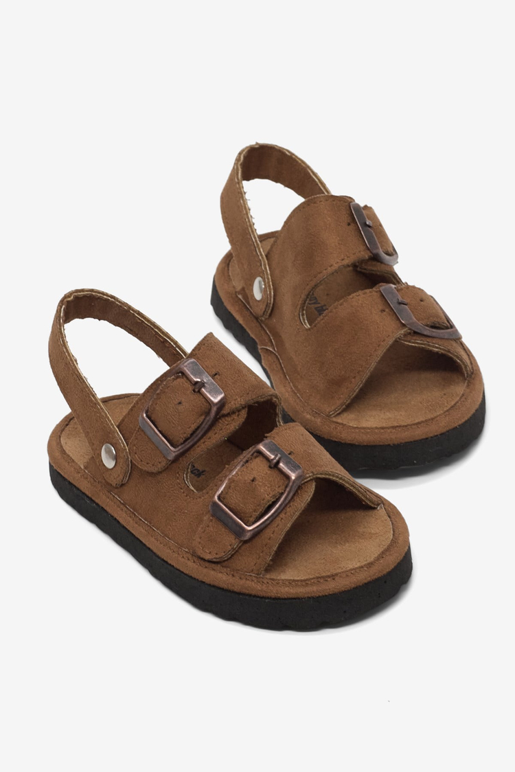 Rahat Kalıp Çift Tokalı Bebe Paitk Sandalet Çocuk Unisex Taba Sandalet TBÖZDR005