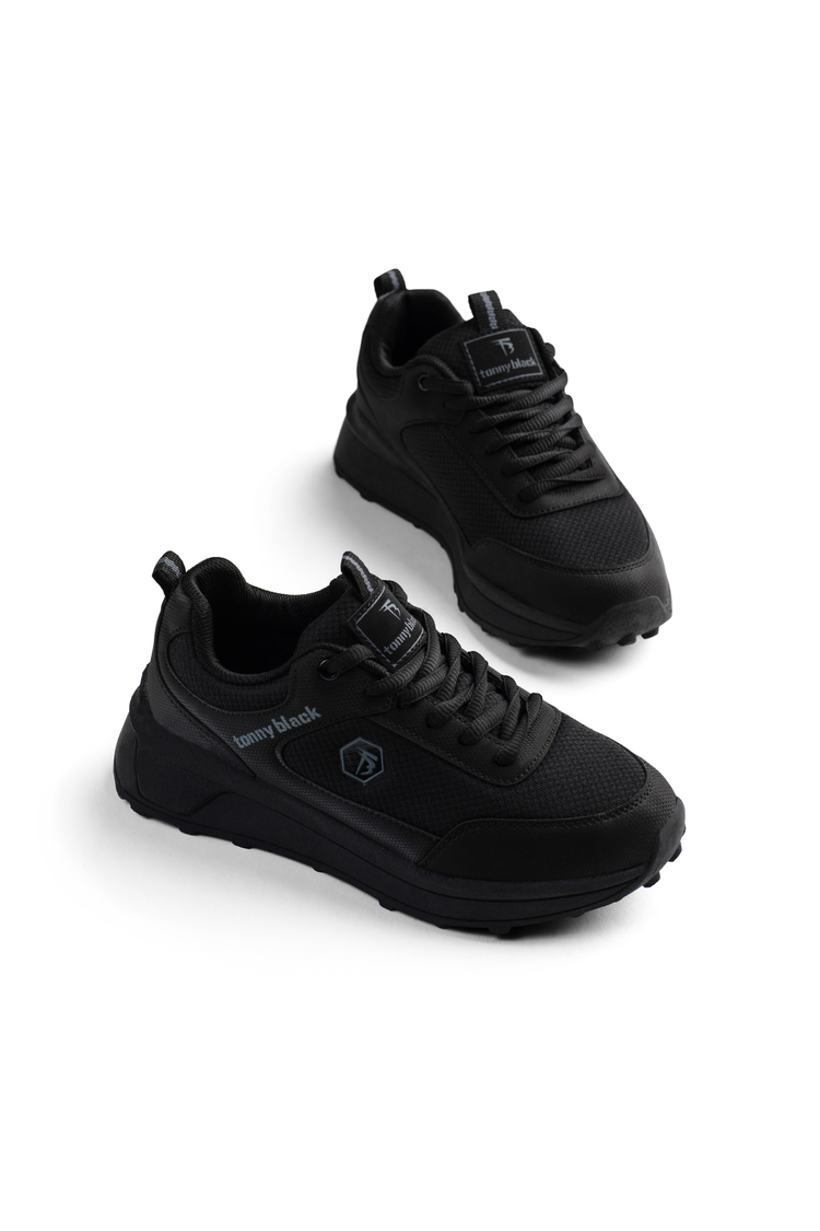 Rahat Kalıp Esnek Ortopedik Sneaker Unisex Siyah Sneaker TBSHN105