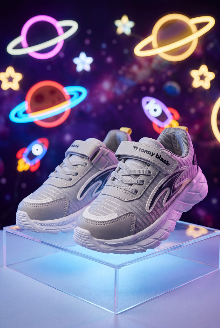 Rahat Kalıp Faylon Tabanlı Cırtlı Sneaker Çocuk Unisex Buz Sarı Sneaker TBKRD020