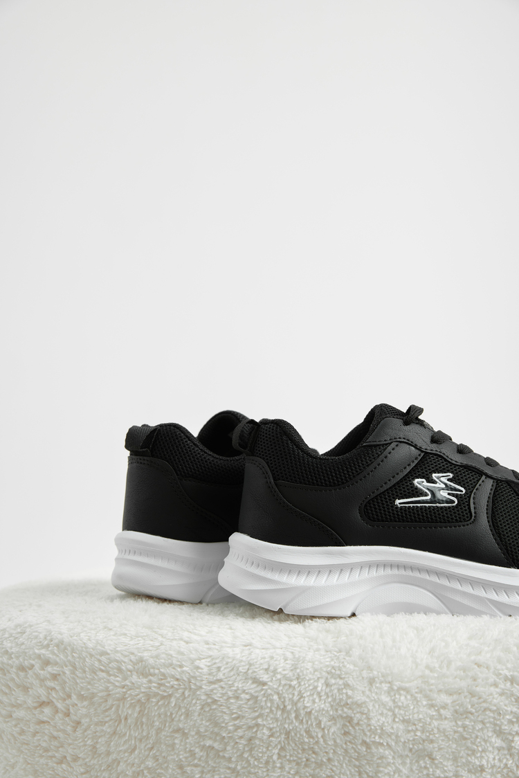 Rahat Kalıp Faylon Tabanlı Sneaker Kadın Siyah Beyaz Sneaker TBKRD015
