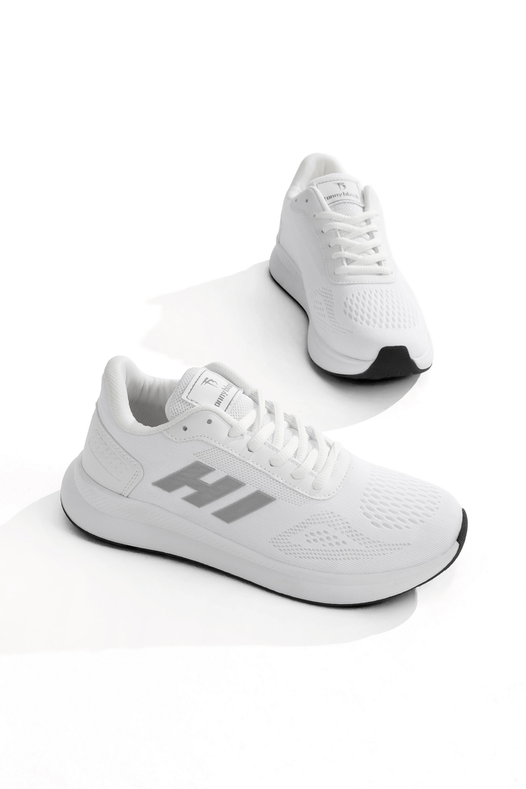 Rahat Kalıp Hafif Esnek Şeritli Sneaker Unisex Beyaz Beyaz Sneaker TBSHN021