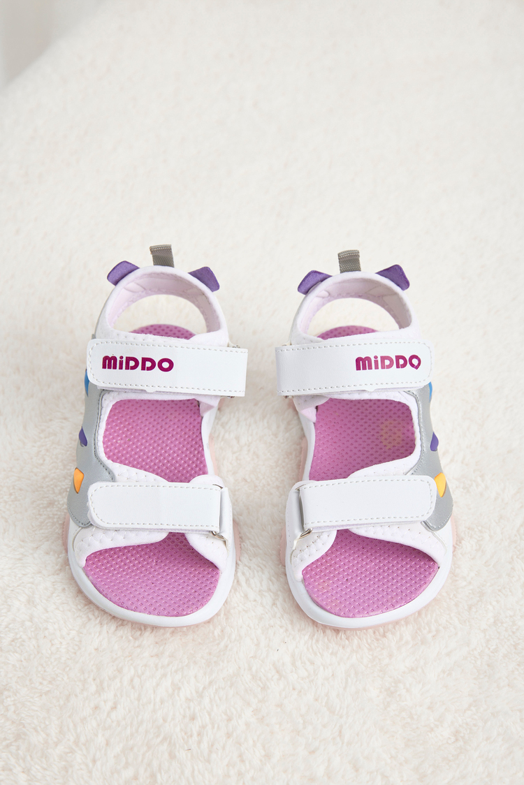 Rahat Kalıp Kaymaz Taban Çift Cırtlı Sandalet Çocuk Unisex Beyaz Sandalet TBHSNCMC2000