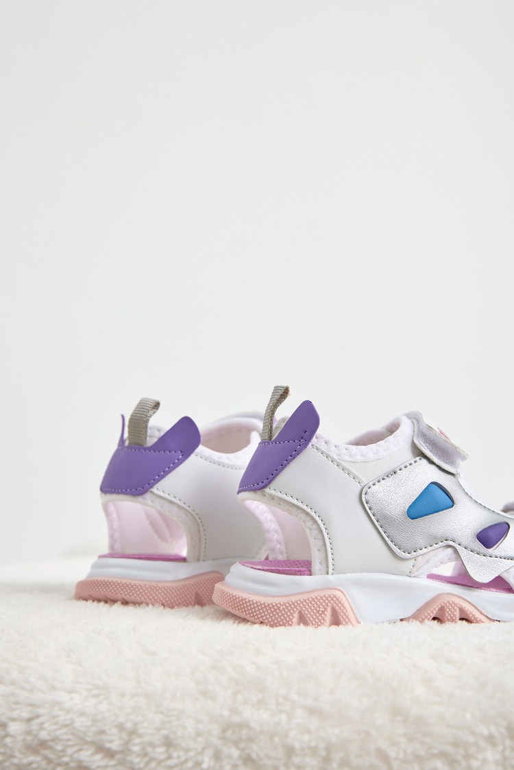 Rahat Kalıp Kaymaz Taban Çift Cırtlı Sandalet Çocuk Unisex Beyaz Sandalet TBHSNCMC2000