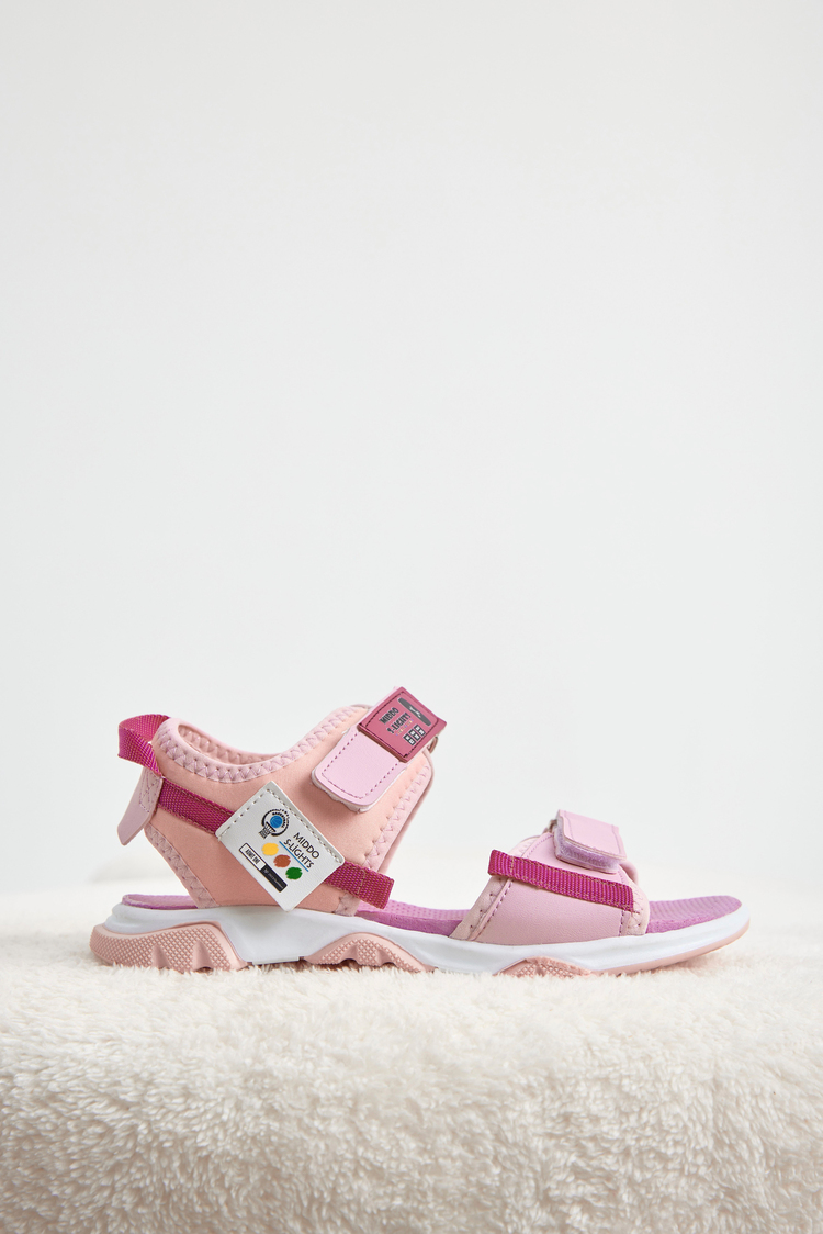 Rahat Kalıp Kaymaz Taban Çift Cırtlı Sandalet Çocuk Unisex Pembe Fuşya Sandalet TBHSNCMC2000