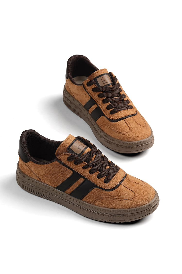 Rahat Kalıp Kaymaz Taban Sneaker Kadın Taba Siyah Sneaker TBTYLDZ010