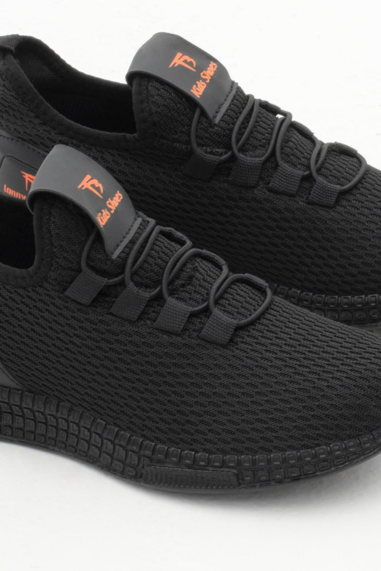 Rahat Kalıp Lastik Bağcıklı Çocuk Unisex Siyah Spor Ayakkabı V2QNT-3