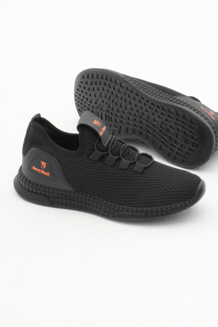 Rahat Kalıp Lastik Bağcıklı Çocuk Unisex Siyah Spor Ayakkabı V2QNT-3
