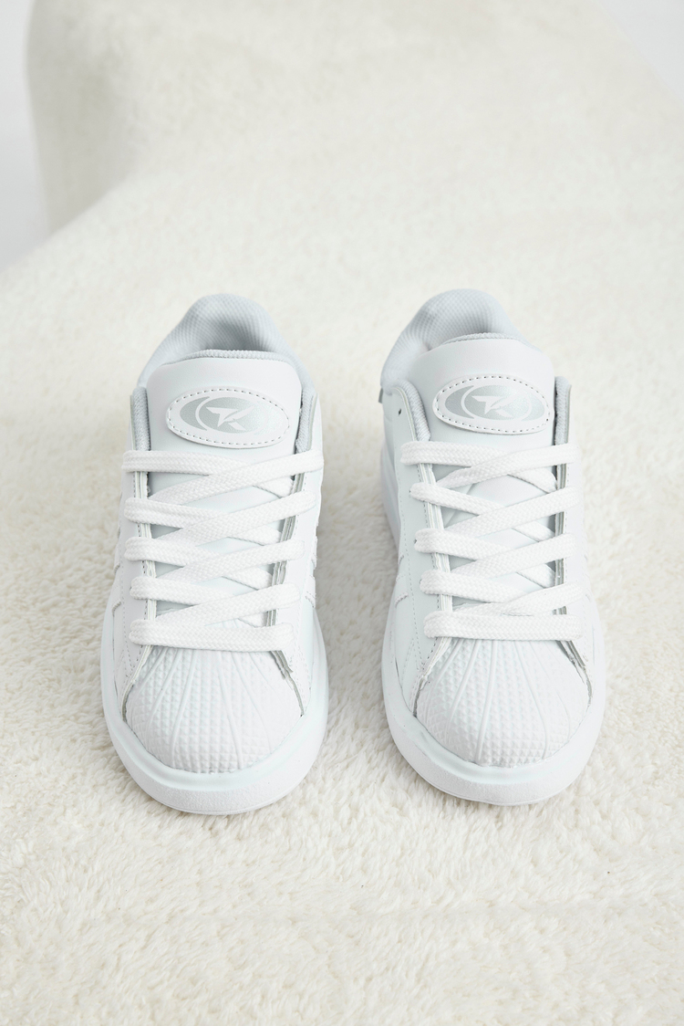 Rahat Kalıp Nefes Alabilen Bağcıklı Sneaker Çocuk Unisex Beyaz Sneaker TBTMKD070