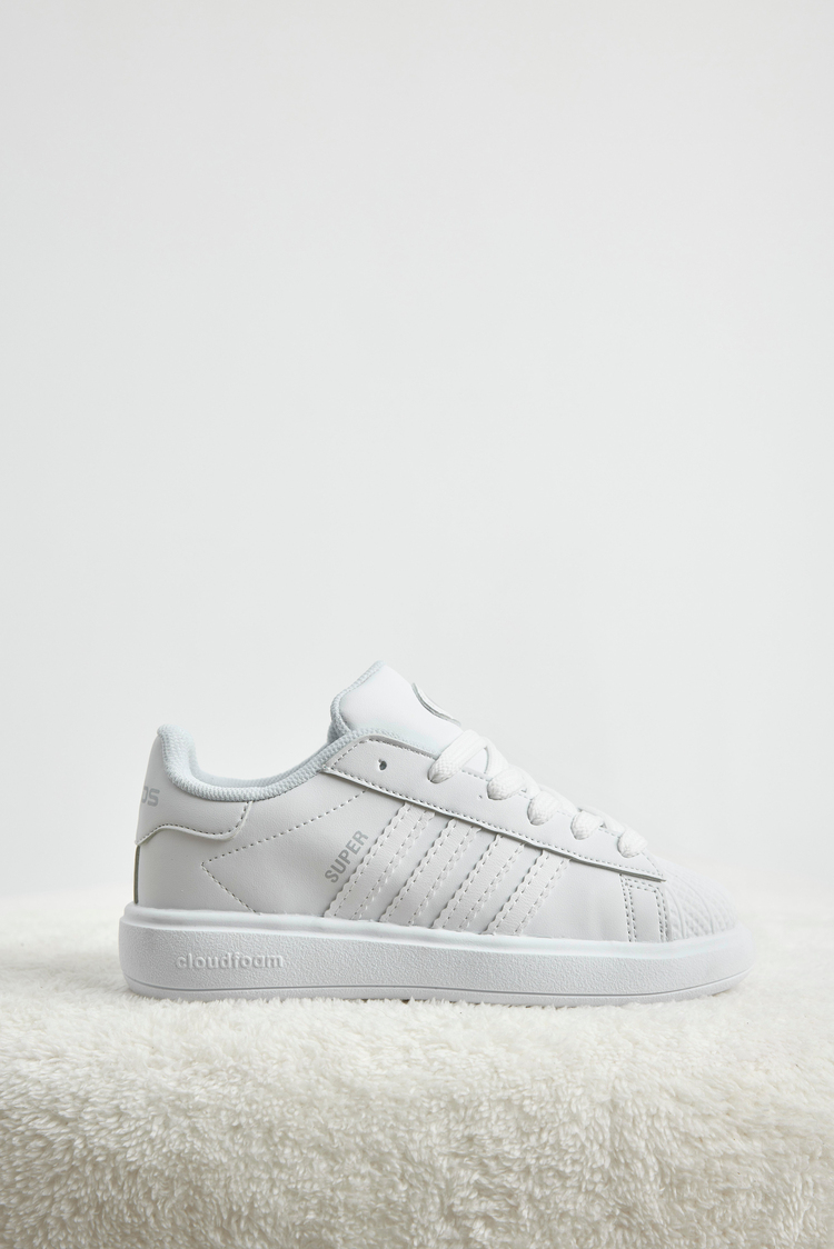Rahat Kalıp Nefes Alabilen Bağcıklı Sneaker Çocuk Unisex Beyaz Sneaker TBTMKD070