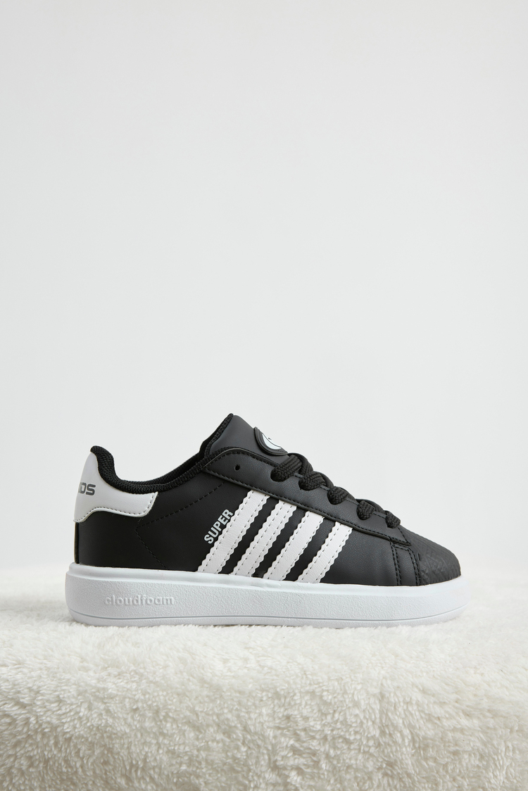 Rahat Kalıp Nefes Alabilen Bağcıklı Sneaker Çocuk Unisex Siyah Beyaz Sneaker TBTMKD070