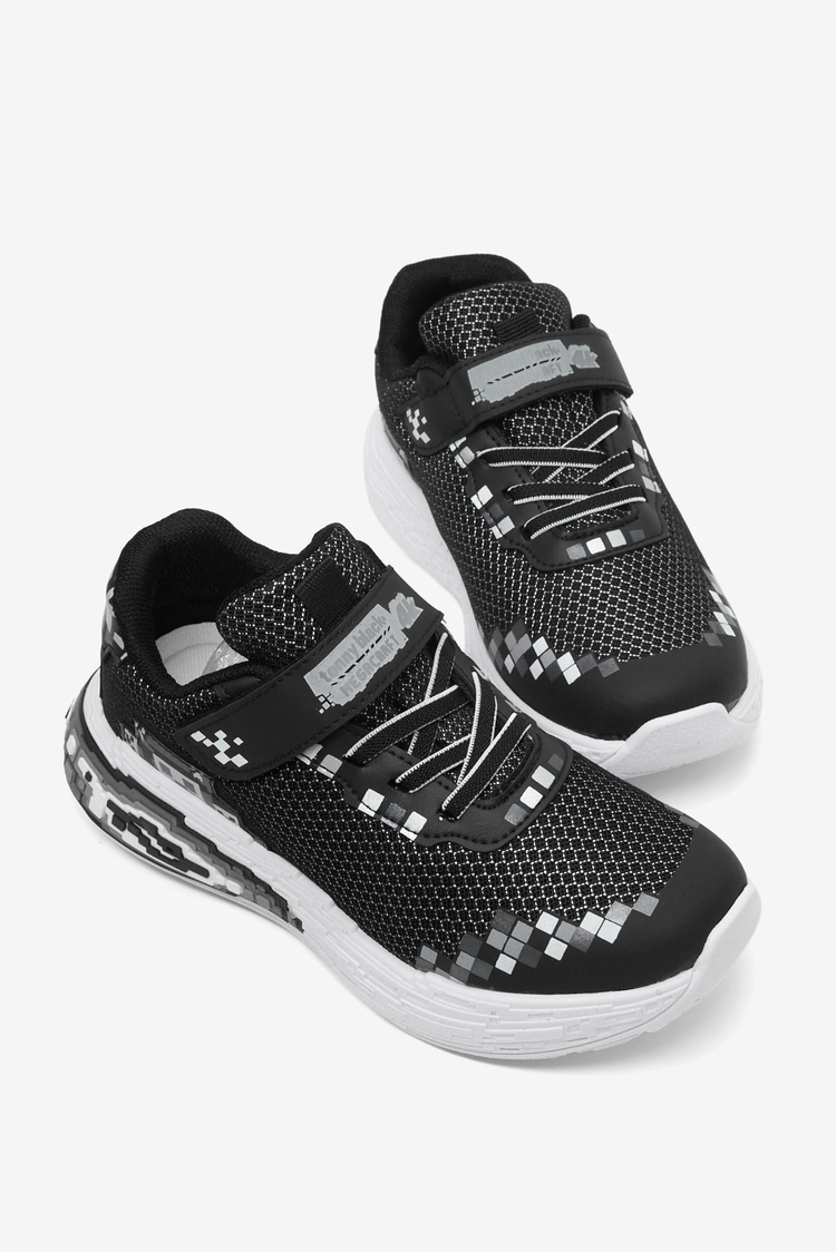 Rahat Kalıp Nefes Alabilen Cırtlı Işıklı-Işıksız Sneaker Çocuk Unisex Siyah Sneaker TBTMKD050