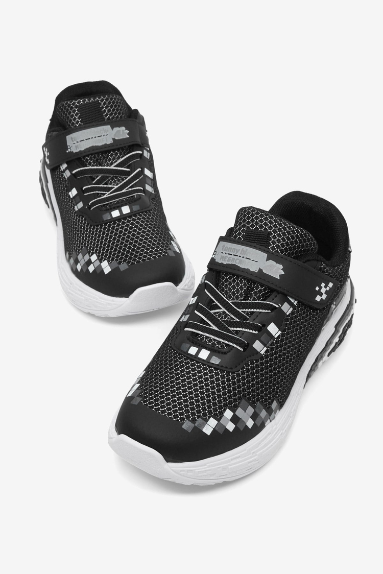 Rahat Kalıp Nefes Alabilen Cırtlı Işıklı-Işıksız Sneaker Çocuk Unisex Siyah Sneaker TBTMKD050