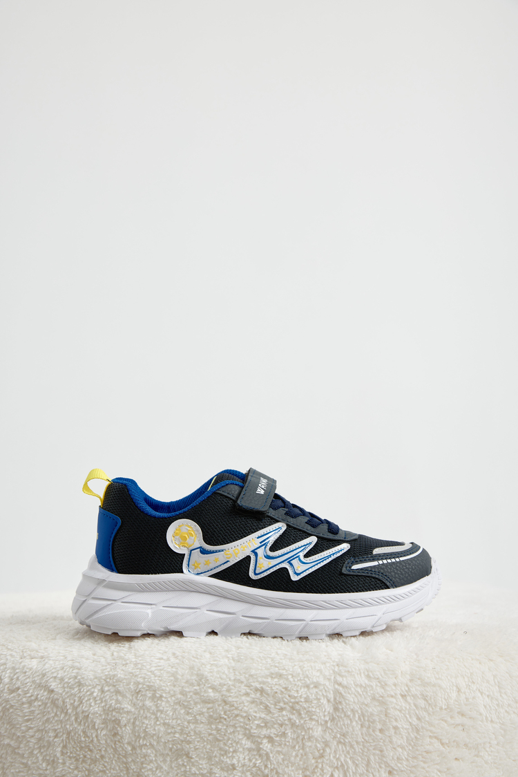 Rahat Kalıp Nefes Alabilen Cırtlı Sneaker Çocuk Unisex Lacivert Sarı Sneaker TBKRD013