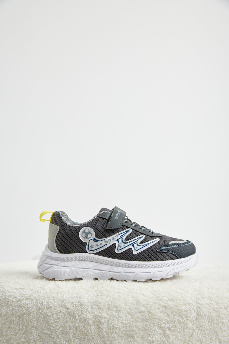 Rahat Kalıp Nefes Alabilen Cırtlı Sneaker Çocuk Unisex Füme Lacivert Sarı Sneaker TBKRD013