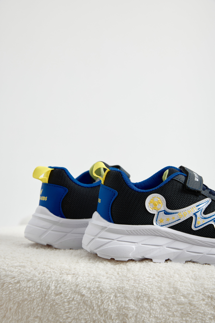 Rahat Kalıp Nefes Alabilen Cırtlı Sneaker Çocuk Unisex Lacivert Sarı Sneaker TBKRD013