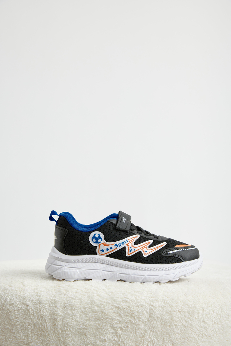Rahat Kalıp Nefes Alabilen Cırtlı Sneaker Çocuk Unisex Siyah Mavi Oranj Sneaker TBKRD013