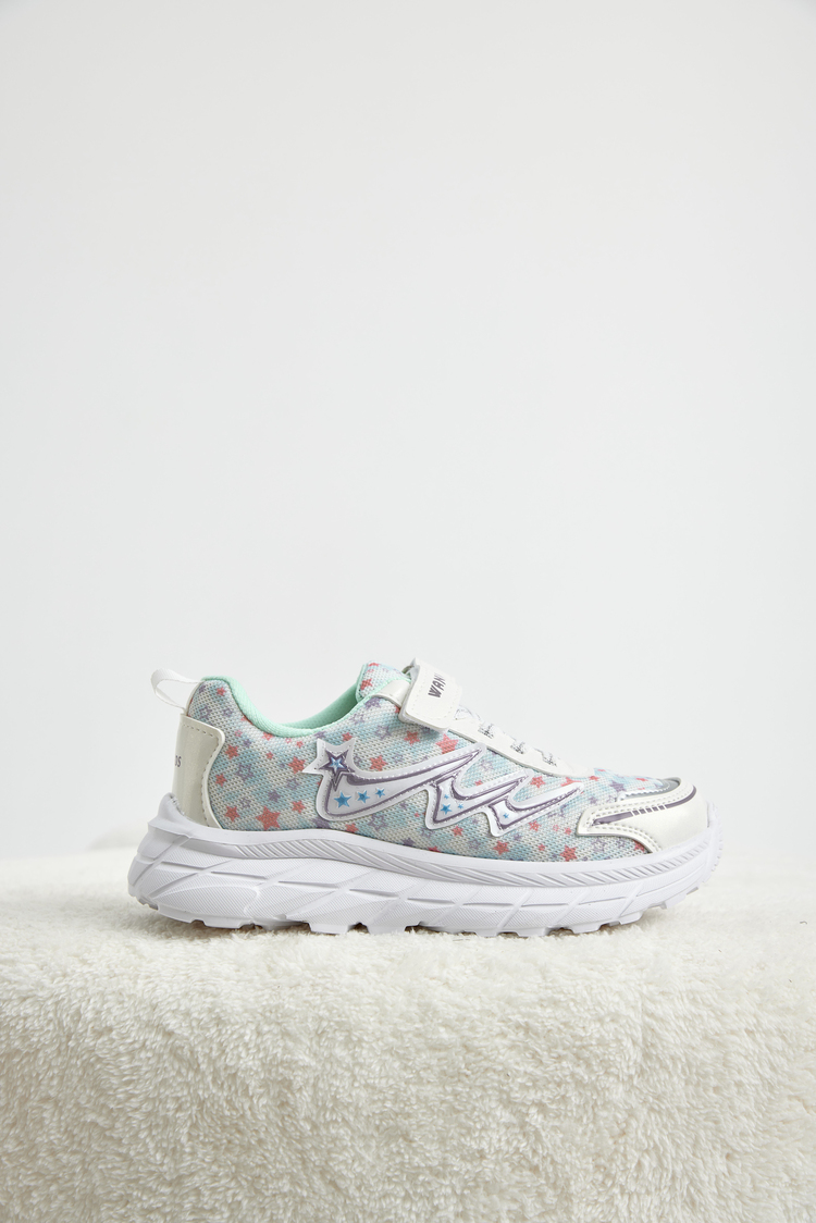 Rahat Kalıp Nefes Alabilen Cırtlı Sneaker Çocuk Unisex Beyaz Lila Sneaker TBKRD013