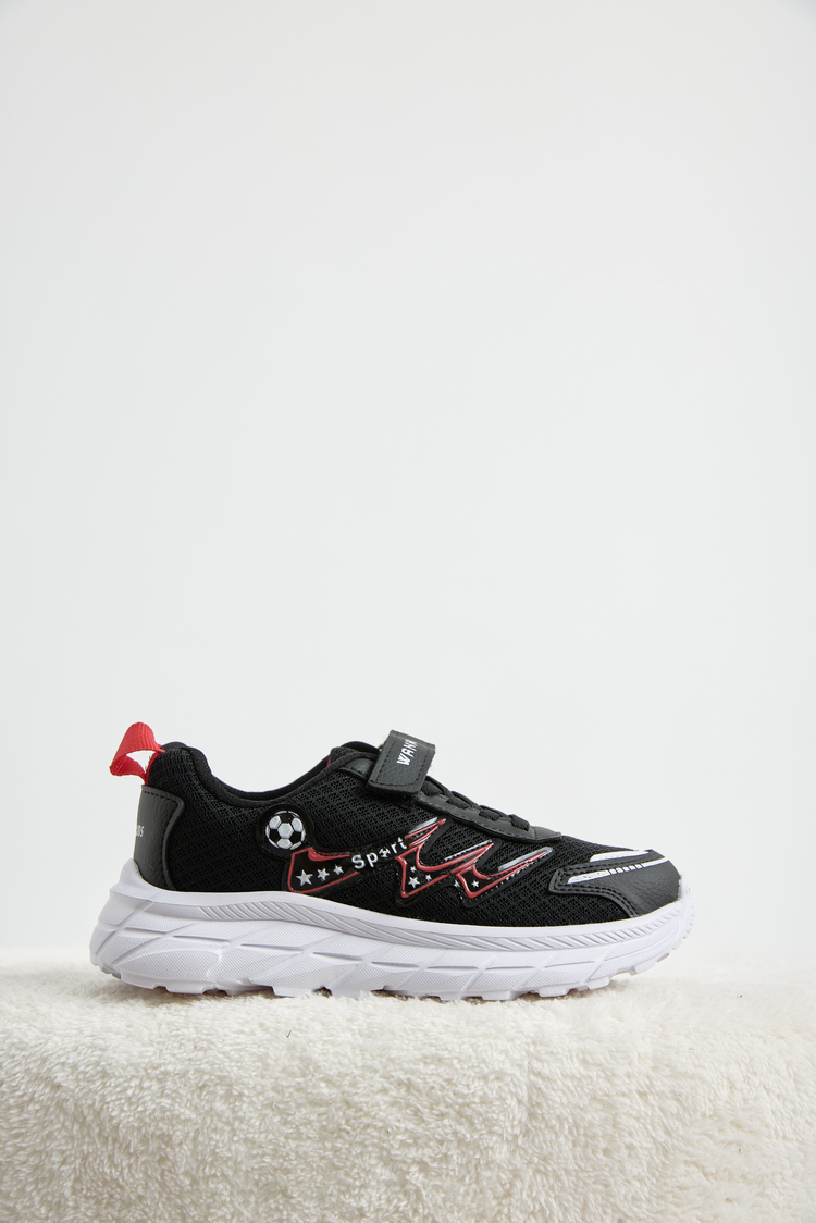 Rahat Kalıp Nefes Alabilen Cırtlı Sneaker Çocuk Unisex Siyah Sneaker TBKRD013