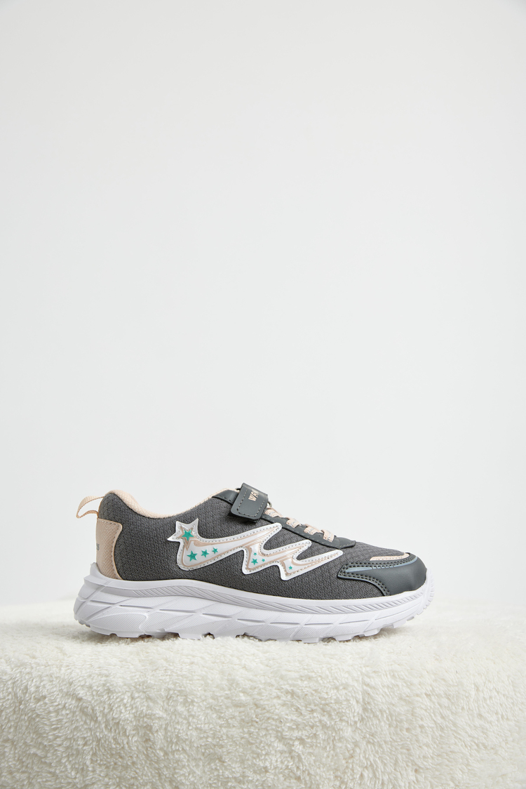 Rahat Kalıp Nefes Alabilen Cırtlı Sneaker Çocuk Unisex Füme Pudra Sneaker TBKRD013