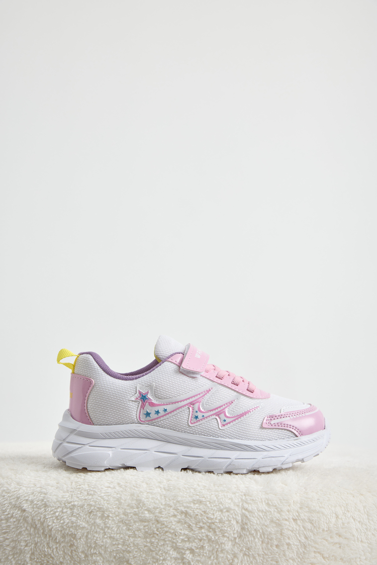 Rahat Kalıp Nefes Alabilen Cırtlı Sneaker Çocuk Unisex Pembe Beyaz Sneaker TBKRD013