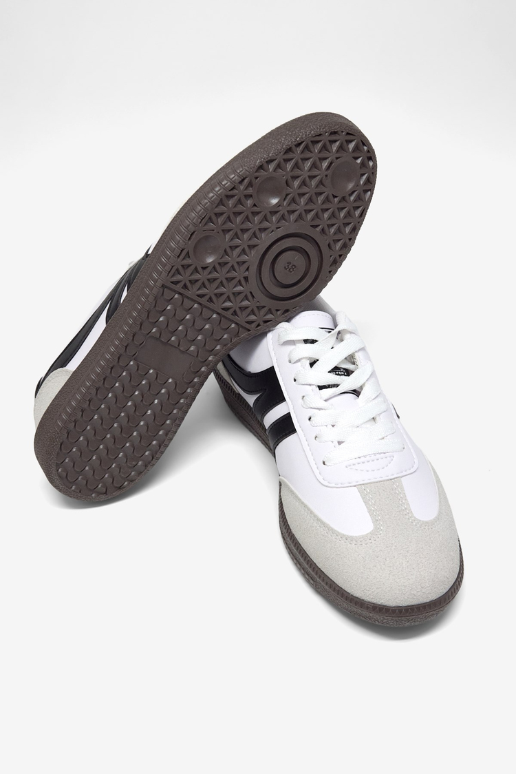 Rahat Kalıp Nefes Alabilen Sneaker Kadın Beyaz Siyah Sneaker TBHTC020