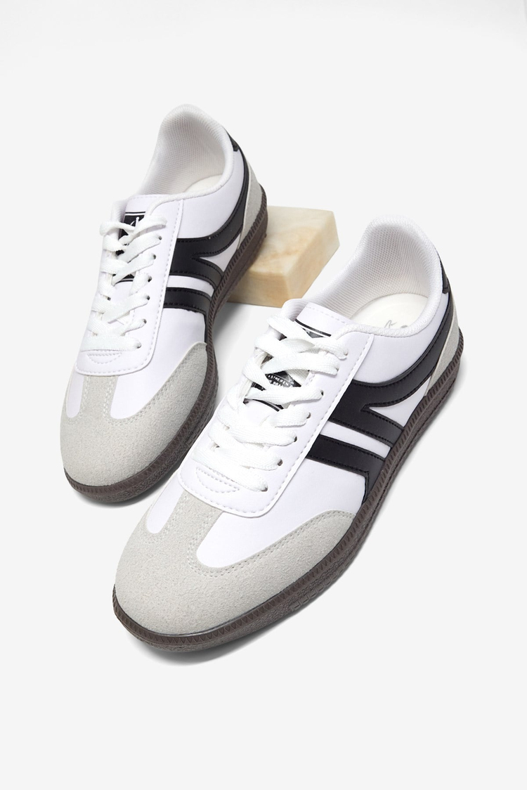 Rahat Kalıp Nefes Alabilen Sneaker Kadın Beyaz Siyah Sneaker TBHTC020