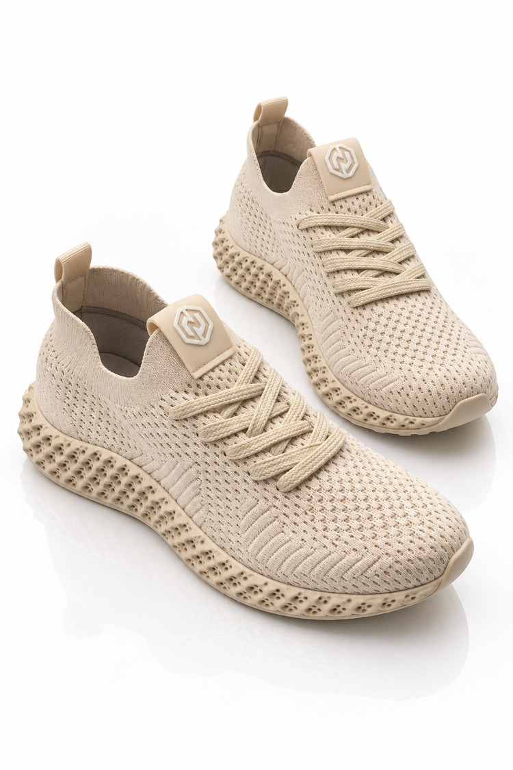 Rahat Kalıp Nefes Alabilen Sneaker Unisex Bej Sneaker TBCKS
