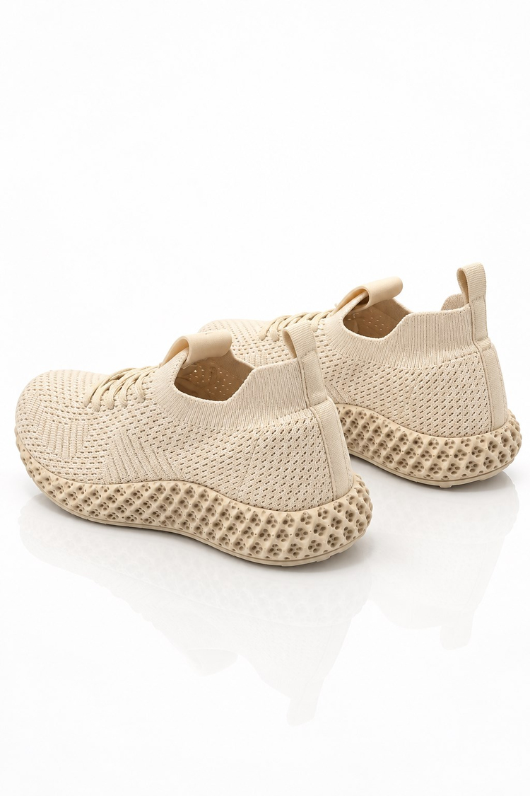 Rahat Kalıp Nefes Alabilen Sneaker Unisex Bej Sneaker TBCKS