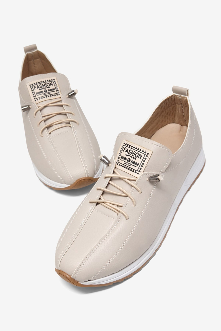 Rahat Kalıp Ortopedik Bağcıklı Loafer Kadın Bej Loafer TBHSNCMC1945