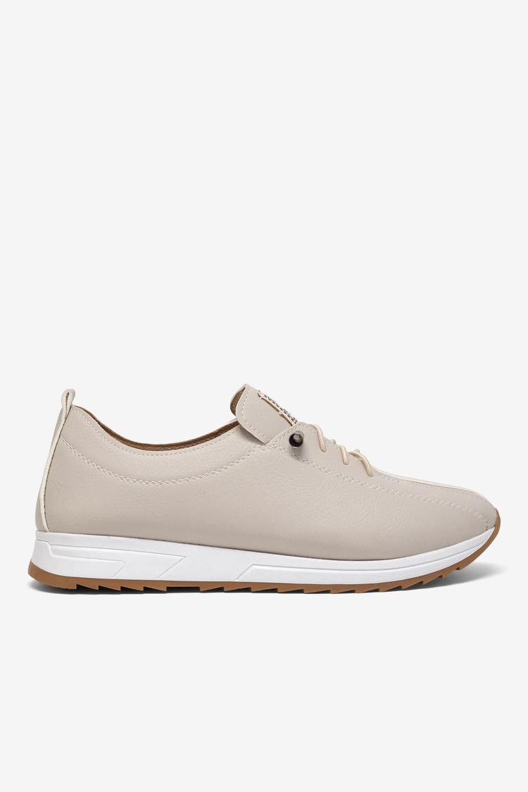 Rahat Kalıp Ortopedik Bağcıklı Loafer Kadın Bej Loafer TBHSNCMC1945
