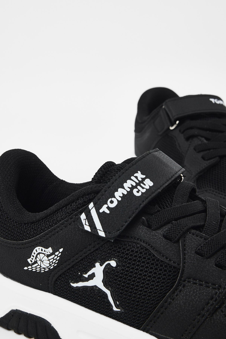Rahat Kalıp Ortopedik Cırtlı Sneaker Çocuk Unisex Siyah Siyah Sneaker TBDLT509
