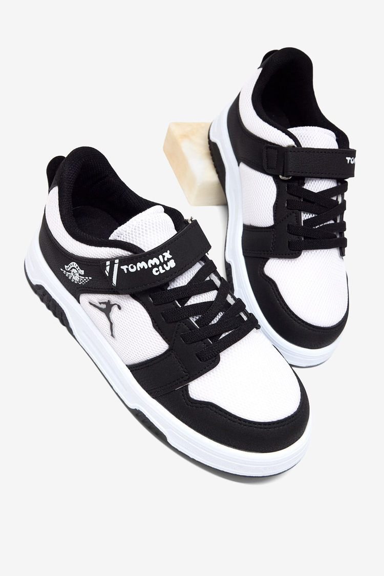 Rahat Kalıp Ortopedik Cırtlı Sneaker Çocuk Unisex Siyah Beyaz Sneaker TBDLT509