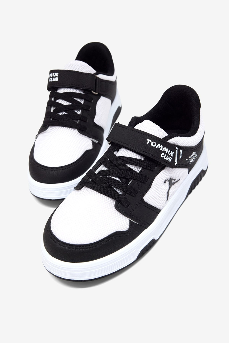 Rahat Kalıp Ortopedik Cırtlı Sneaker Çocuk Unisex Siyah Beyaz Sneaker TBDLT509