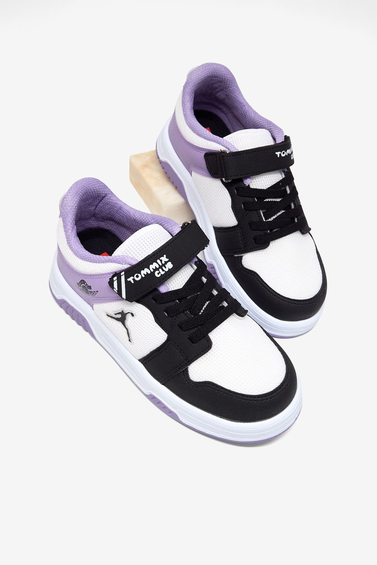 Rahat Kalıp Ortopedik Cırtlı Sneaker Çocuk Unisex Siyah Lila Sneaker TBDLT509