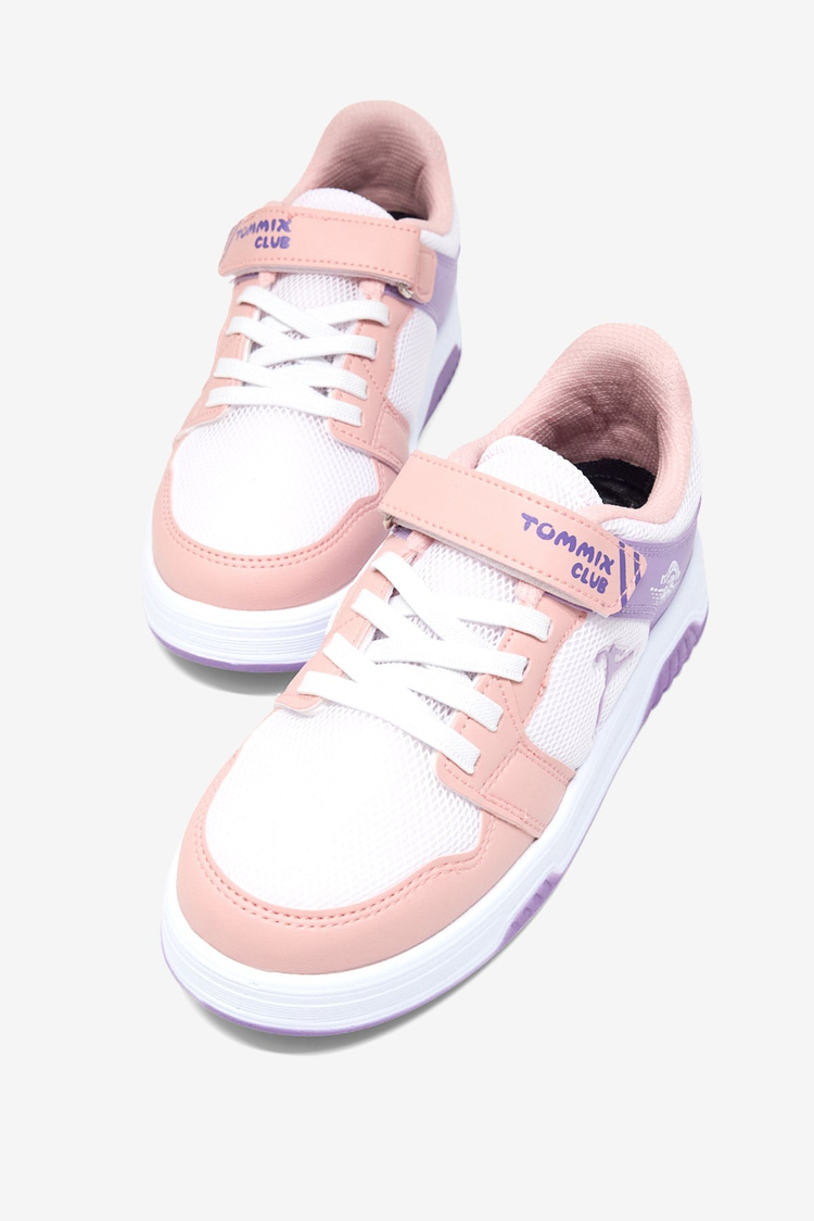 Rahat Kalıp Ortopedik Cırtlı Sneaker Çocuk Unisex Pudra Lila Beyaz Sneaker TBDLT509