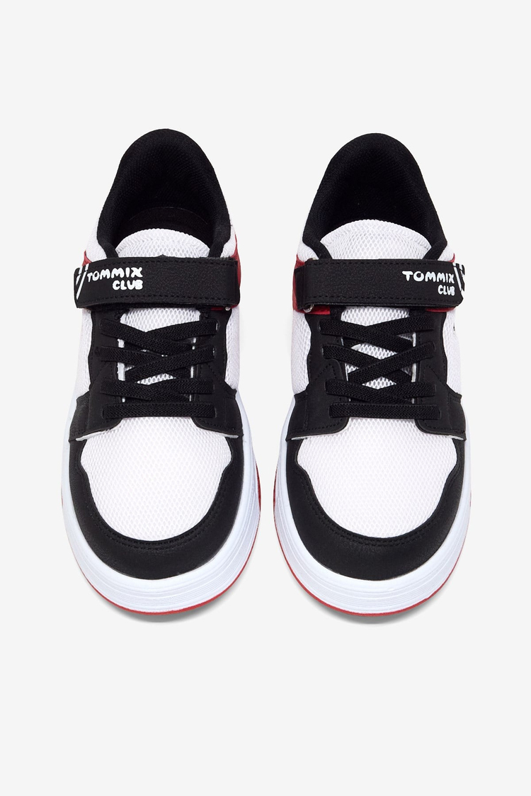 Rahat Kalıp Ortopedik Cırtlı Sneaker Çocuk Unisex Siyah Beyaz Kırmızı Sneaker TBDLT509