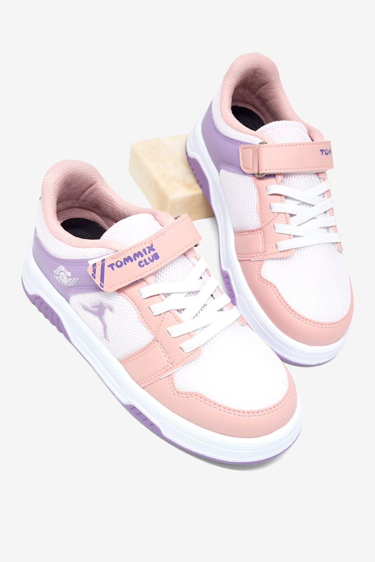 Rahat Kalıp Ortopedik Cırtlı Sneaker Çocuk Unisex Pudra Lila Beyaz Sneaker TBDLT509