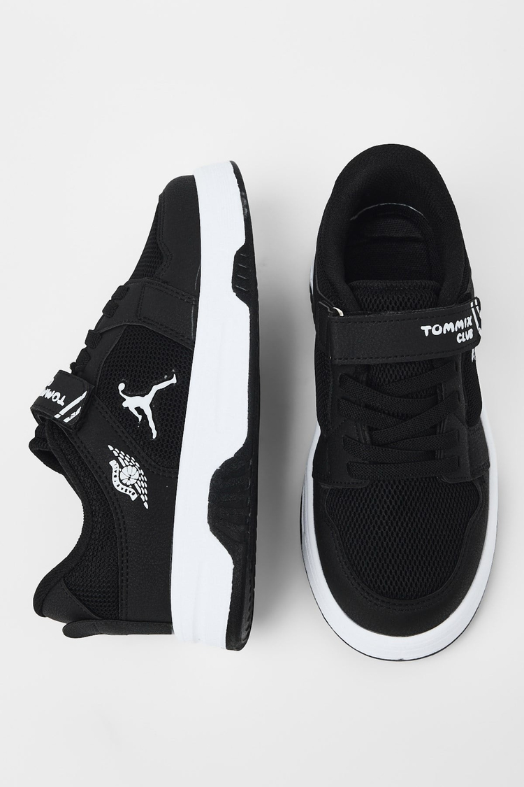 Rahat Kalıp Ortopedik Cırtlı Sneaker Çocuk Unisex Siyah Siyah Sneaker TBDLT509