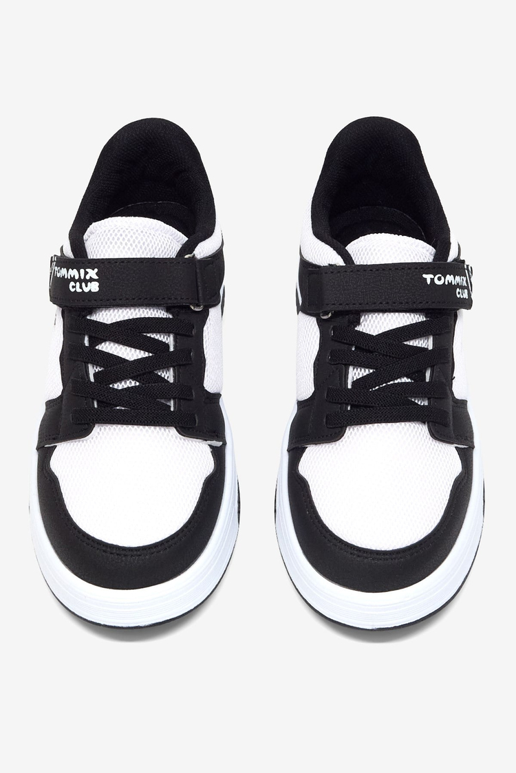 Rahat Kalıp Ortopedik Cırtlı Sneaker Çocuk Unisex Siyah Beyaz Sneaker TBDLT509