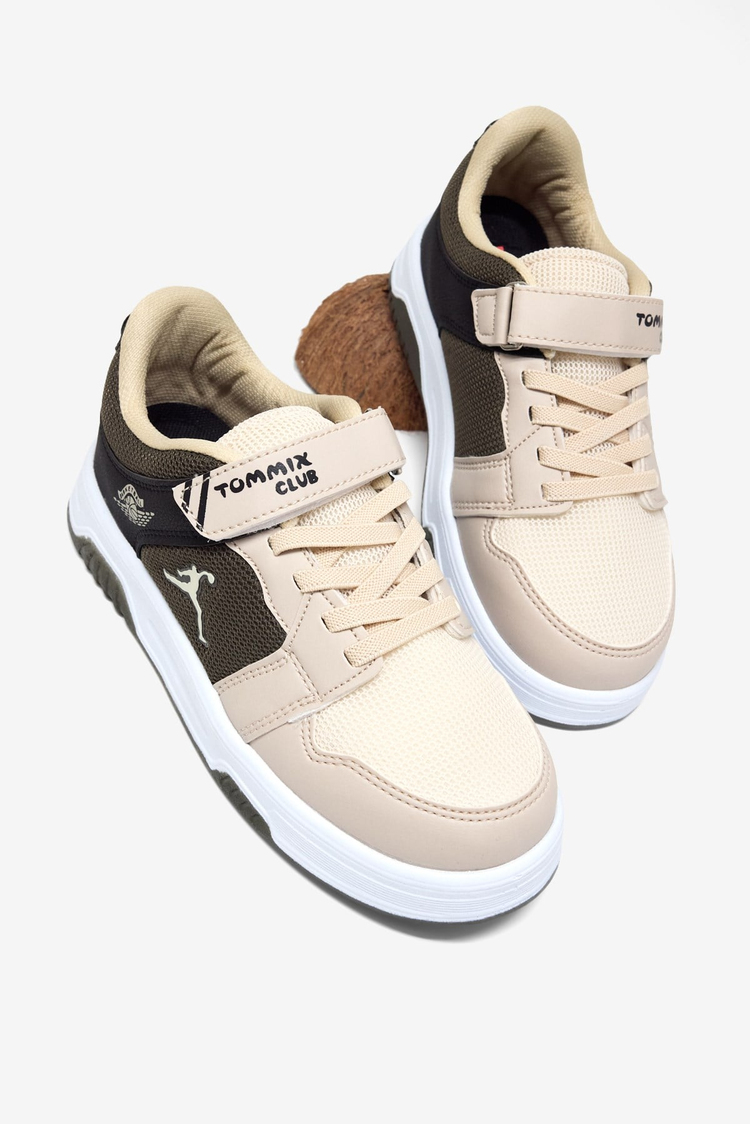 Rahat Kalıp Ortopedik Cırtlı Sneaker Çocuk Unisex Bej Haki Siyah Sneaker TBDLT509