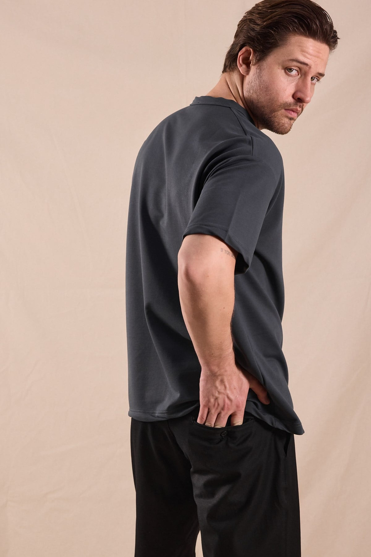 Rahat Kalıp Oversize Kesim T-Shirt Erkek Füme T-Shirt TBTSHRT020