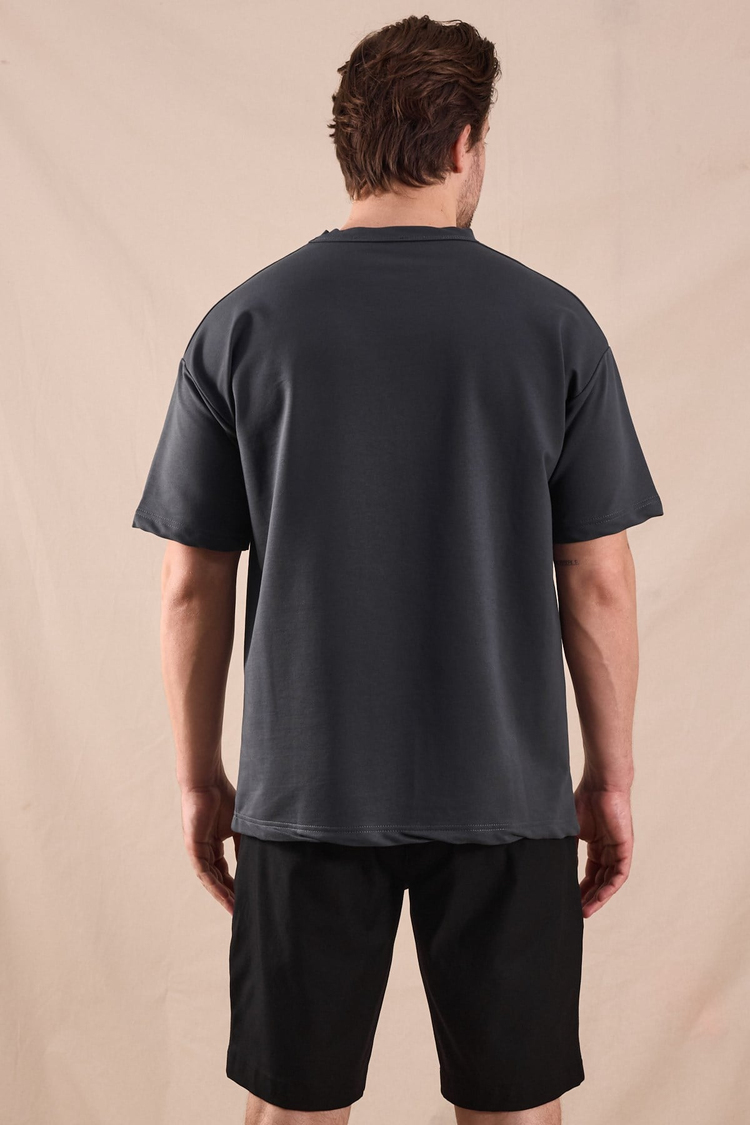 Rahat Kalıp Oversize Kesim T-Shirt Erkek Füme T-Shirt TBTSHRT020
