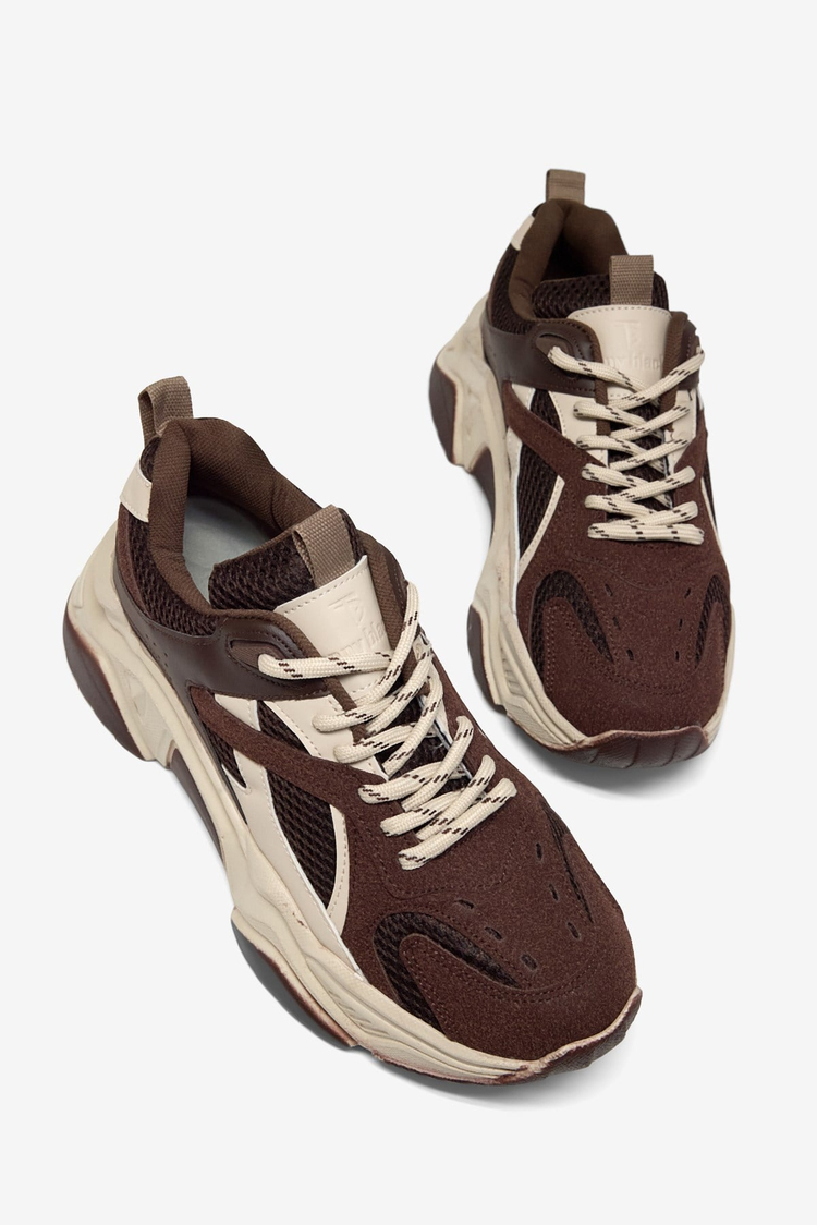 Rahat Kalıp Poli Taban Bağcıklı Sneaker Kadın Kahve Sneaker TBCRN1903