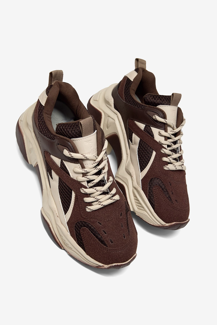 Rahat Kalıp Poli Taban Bağcıklı Sneaker Kadın Kahve Sneaker TBCRN1903