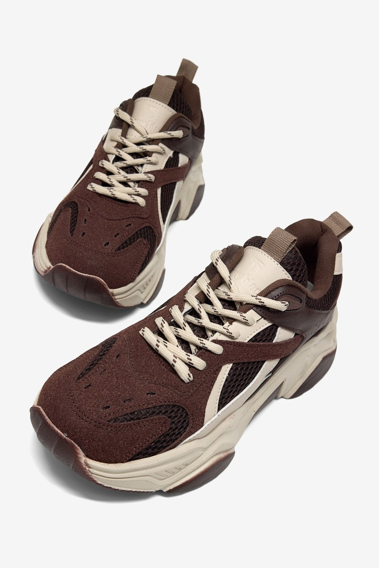 Rahat Kalıp Poli Taban Bağcıklı Sneaker Kadın Kahve Sneaker TBCRN1903