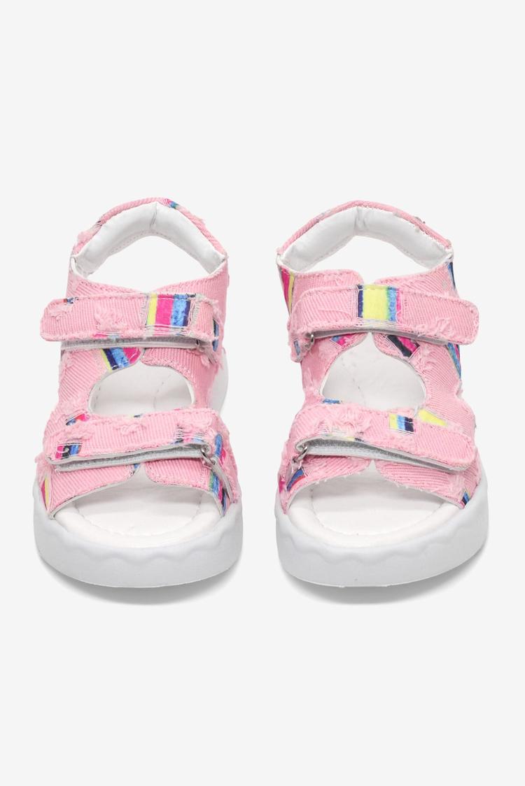 Rahat Kalıp Renk Desenli Çift Cırtlı Sandalet Çocuk Unisex Pudra Sandalet TBGRFS109
