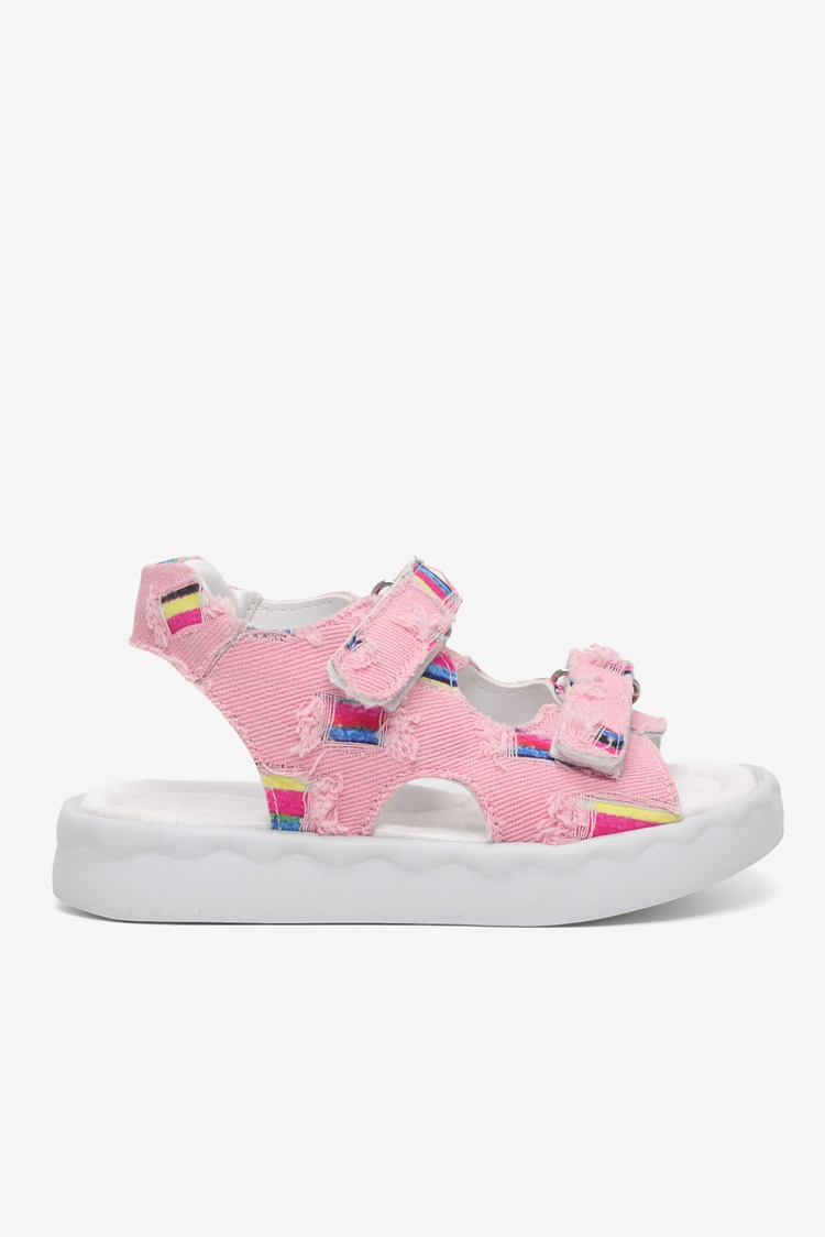 Rahat Kalıp Renk Desenli Çift Cırtlı Sandalet Çocuk Unisex Pudra Sandalet TBGRFS109