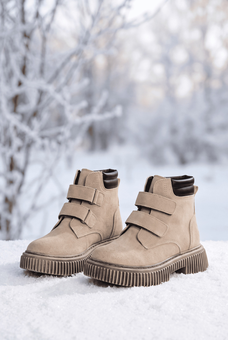 Rahat Kalıp Termo Taban Çift Cırtlı Bot Çocuk Unisex Bej Bot TBGRF140C